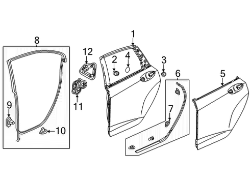 2022 Acura TLX Door & Components Sub-Seal, Left Rear Door Diagram for 72869-TGV-A01