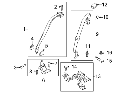 2015 Ford Fusion Seat Belt Outer Belt Assembly Diagram for DP5Z-54611B68-AL