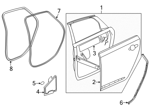 2019 Chevrolet Impala Rear Door Window Regulator Diagram for 23168662