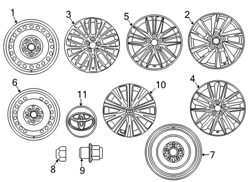 2021 Toyota Camry Wheels, Covers & Trim Center Cap Diagram for 42603-08010