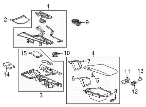 2022 Cadillac CT4 Center Console Trim Plate Diagram for 84744348