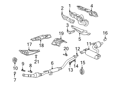 2002 Toyota Celica Exhaust Components, Exhaust Manifold Exhaust Manifold Diagram for 17104-22050