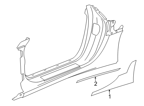 2015 Chevrolet Corvette Exterior Trim - Pillars, Rocker & Floor Stone Guard Diagram for 23165424