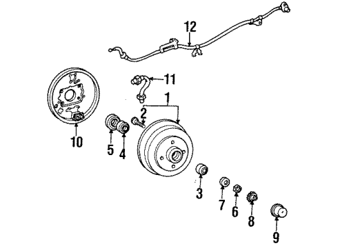 1997 Toyota Tercel Anti-Lock Brakes Brake Drum Diagram for 42043-19045