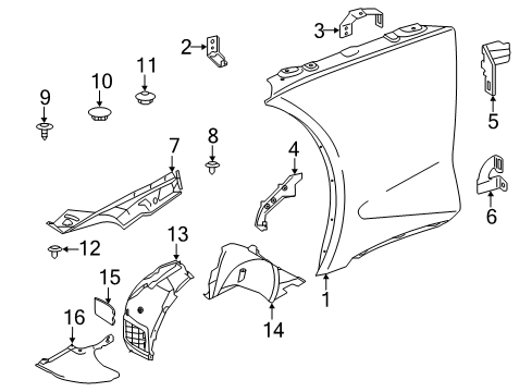 2021 Toyota GR Supra Fender & Components Front Fender Liner Diagram for 53895-WAA01