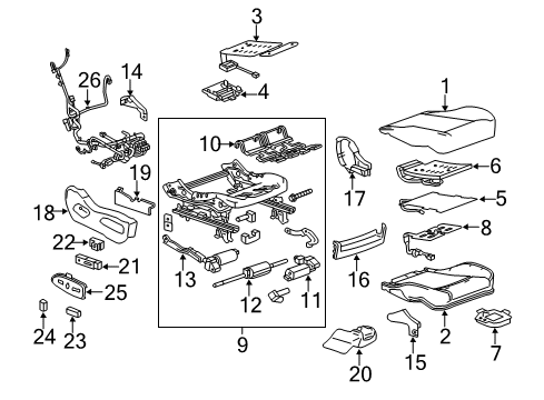 2013 Cadillac SRX Passenger Seat Components Front Cover Diagram for 20777783