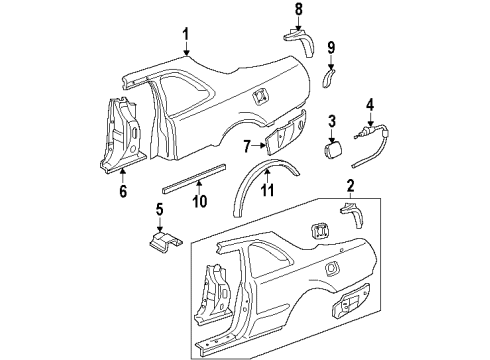 1995 Acura Legend Quarter Panel & Components Cable, Fuel Lid Opener Diagram for 74411-SP0-A01