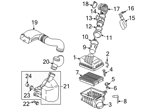 2007 Kia Sportage Air Intake Clamp-Hose Diagram for 28135-38000