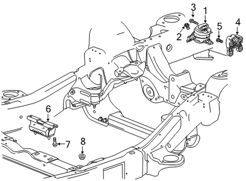 2021 Cadillac Escalade Automatic Transmission Mount Bracket Diagram for 23353403