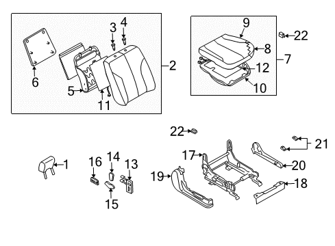 2004 Nissan Maxima Passenger Seat Components Cushion Assy-Front Seat Diagram for 87300-7Y361