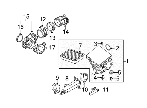 2003 BMW Z4 Powertrain Control Intake Duct Diagram for 13717514869