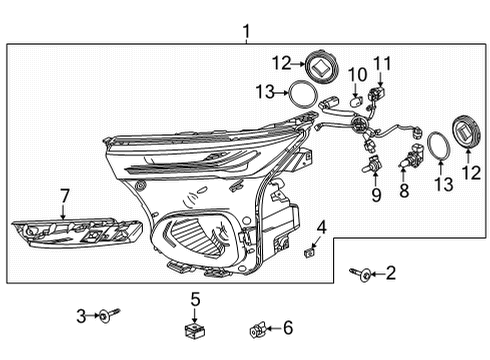 2022 Chevrolet Trailblazer Headlamp Components Lamp Bracket Diagram for 42746168