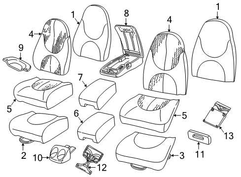 1997 Dodge Dakota Front Seat Components CUPHOLDER Diagram for 5FY40RC3AA