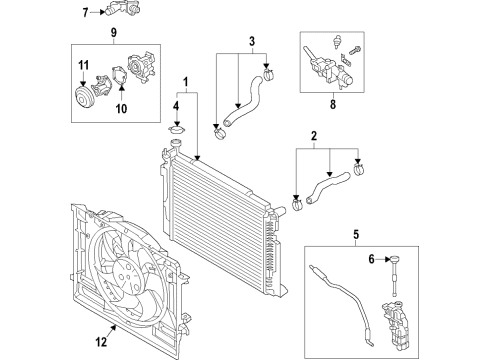 2020 Kia Stinger Cooling System, Radiator, Water Pump, Cooling Fan Blower Assembly Diagram for 25380J5100