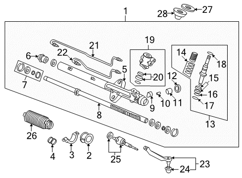 2001 Honda Accord P/S Pump & Hoses, Steering Gear & Linkage Bracket B, Gear Box Diagram for 53438-S84-A00