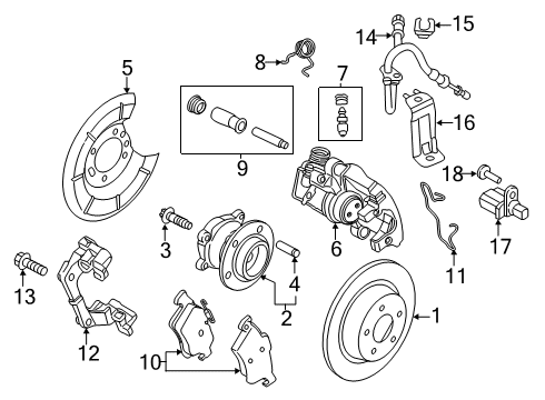 2021 Ford Transit Connect Anti-Lock Brakes Rear Hub & Bearing Diagram for KV6Z-1109-A