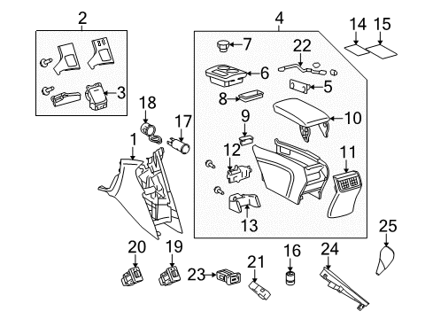 2013 Toyota Venza Console Shift Housing Diagram for 35907-0T012