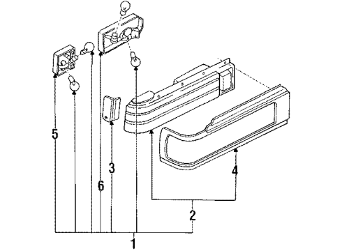 1990 Infiniti M30 Tail Lamps Harness Assembly-Rear Combination Diagram for 26556-F6110