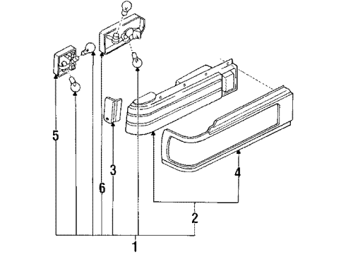 1990 Infiniti M30 Tail Lamps Body Assembly-Combination Lamp, RH Diagram for B6554-F6612