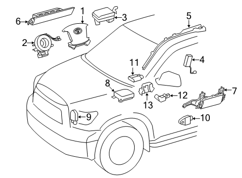 2012 Toyota Tundra Air Bag Components Knee Air Bag Diagram for 73990-0C010-C0