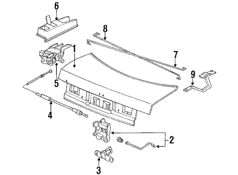 1990 Honda Accord Trunk Cable, Trunk Opener Diagram for 74880-SM1-A01