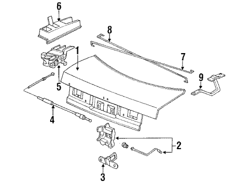 1990 Honda Accord Trunk Cylinder, Trunk Diagram for 74861-SM4-003