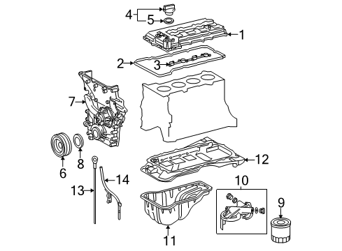 2015 Toyota Tacoma Filters Timing Cover Diagram for 11310-75074