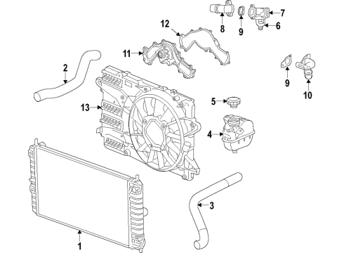 2017 Chevrolet Camaro Cooling System, Radiator, Water Pump, Cooling Fan Upper Hose Diagram for 84126758