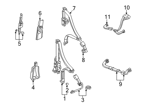 2004 Acura RL Front Seat Belts, Rear Seat Belts Nut, Clip (6MM) Diagram for 90344-692-003