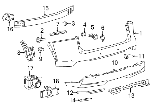 2015 Lexus NX300h Rear Bumper Sensor, Ultrasonic Diagram for 89341-78010-J1