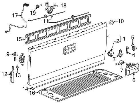 2015 GMC Sierra 2500 HD Tail Gate Handle Diagram for 23448679