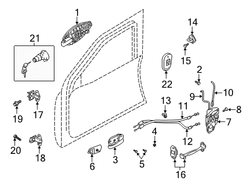 2003 Hyundai Tiburon Door & Components Exterior Door Handle Assembly, Front, Right Diagram for 82660-2C000