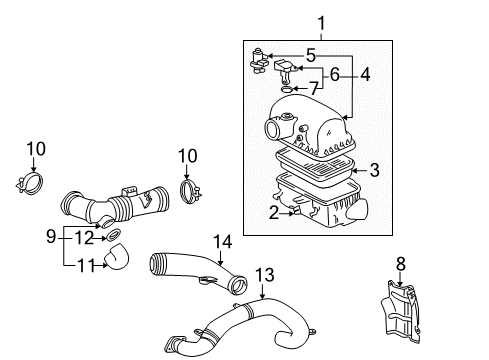 2005 Toyota MR2 Spyder Filters Resonator Clamp Diagram for 90460-50002