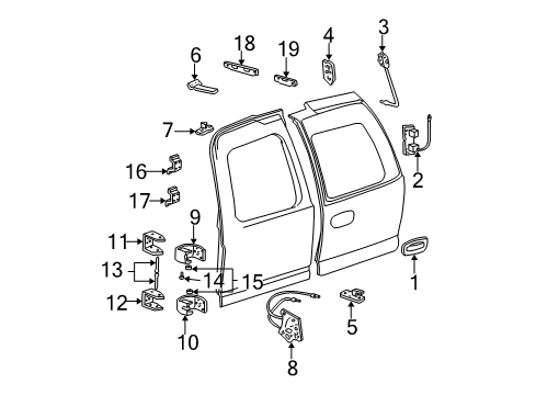 2003 Cadillac Escalade Lift Gate Strut, Lift Gate Diagram for 15057529