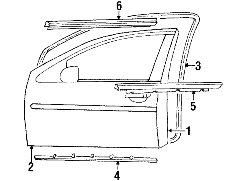 1997 Plymouth Breeze Front Door Molding-Front Door Belt Diagram for 4630793
