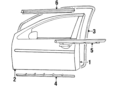 1997 Plymouth Breeze Front Door WEATHERSTRIP-Front Door Opening Diagram for 4814778AD