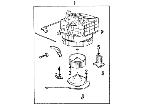 1996 Hyundai Accent Blower Motor & Fan Blower Unit Diagram for 97100-22000