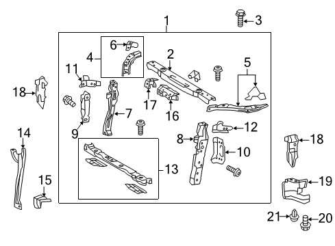 2014 Scion tC Radiator Support Lock Support Bracket Diagram for 53117-21011