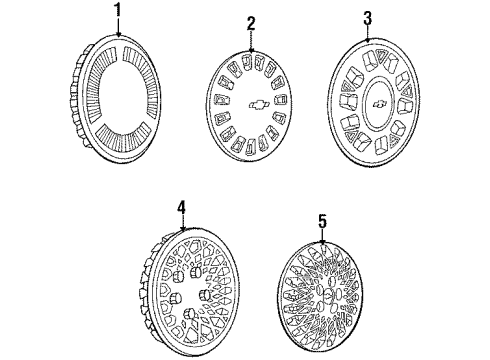 1989 Chevrolet Celebrity Wheel Covers & Trim Hub Cap ASSEMBLY Diagram for 14066946