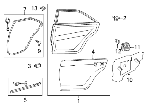 2016 Toyota Camry Rear Door Surround Weatherstrip Diagram for 67871-06150