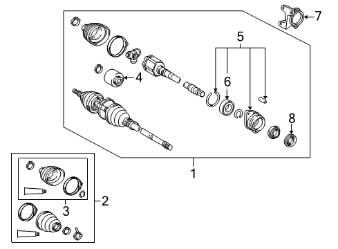 2010 Lexus HS250h Drive Axles - Front Boot Kit, Front Drive Shaft Inboard Joint, RH Diagram for 04437-44040