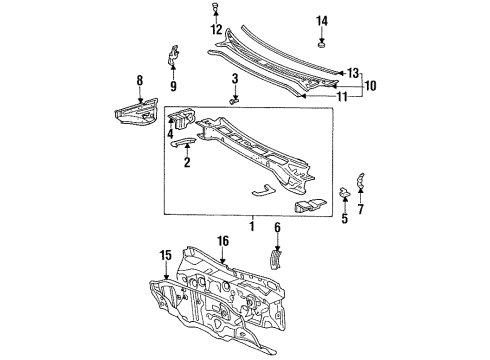 1994 Toyota Celica Cowl Dash Panel Diagram for 55101-2B590