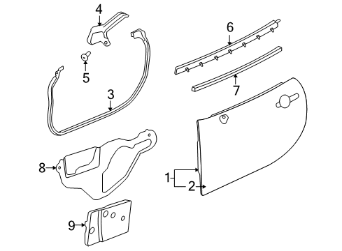 2009 Pontiac Solstice Door & Components Weatherstrip Asm-Front Side Door Auxiliary Diagram for 25777411