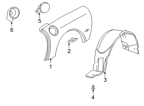 2000 Chevrolet Corvette Quarter Panel & Components Wheelhouse Liner Diagram for 10411578