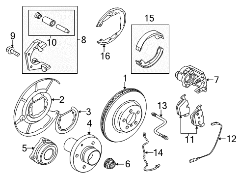 2009 BMW 750Li Brake Components Disc Brake Pad Set Diagram for 34116851269