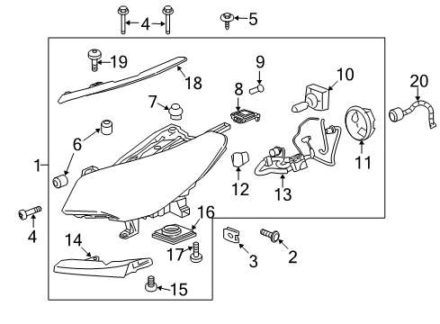 2015 Buick Enclave Headlamps Headlamp Assembly Nut Diagram for 11562294