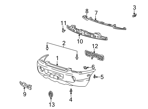 2005 Hyundai Santa Fe Front Bumper Front Bumper Cover Assembly Diagram for 86510-26910