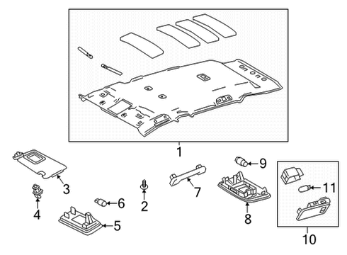 2022 Toyota Corolla Cross Interior Trim - Roof Vanity Lamp Diagram for 81340-33170