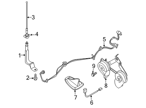 Diagram for 2009 Nissan Titan Antenna & Radio, Horn 