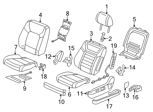 2021 Honda Pilot Driver Seat Components Pad Complete, Front Left Cushion Diagram for 81537-TG7-A32
